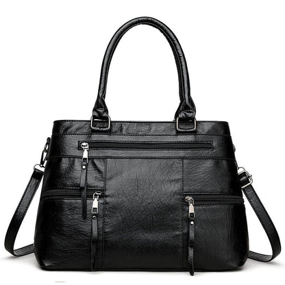 Elanora Triple-Zip Leather Tote