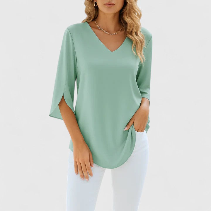 Violetta V-Neck Split Sleeve Blouse