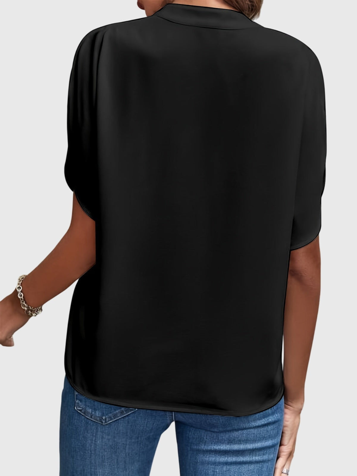 Kristie V-Notch Flutter Sleeve Blouse