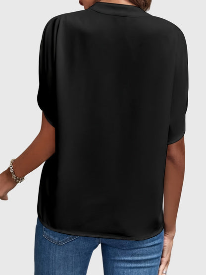 Kristie V-Notch Flutter Sleeve Blouse