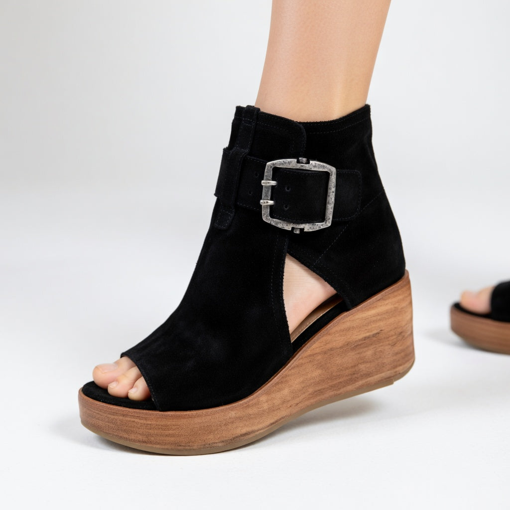 Celeste Buckle Wedge Boots