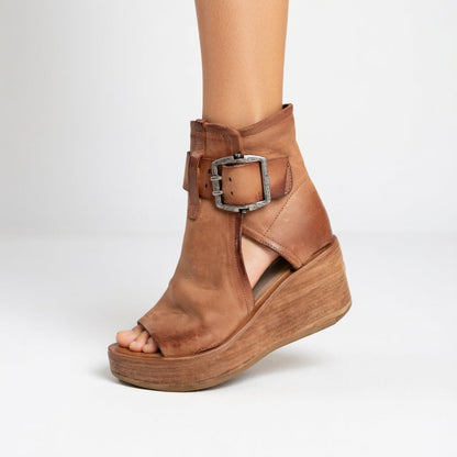 Celeste Buckle Wedge Boots