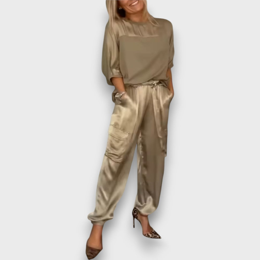 Avelan Satin Flow Two-Piece Set
