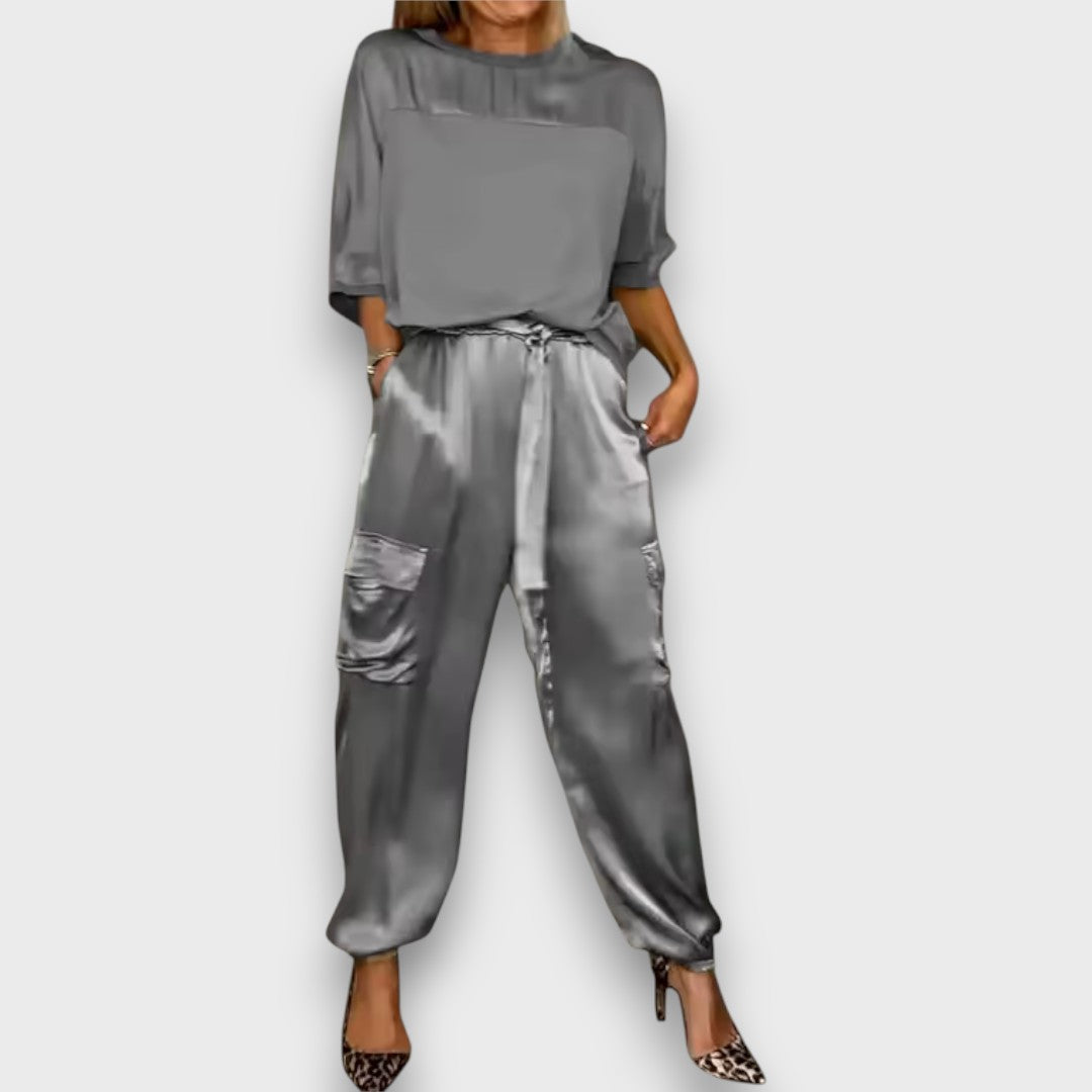 Avelan Satin Flow Two-Piece Set