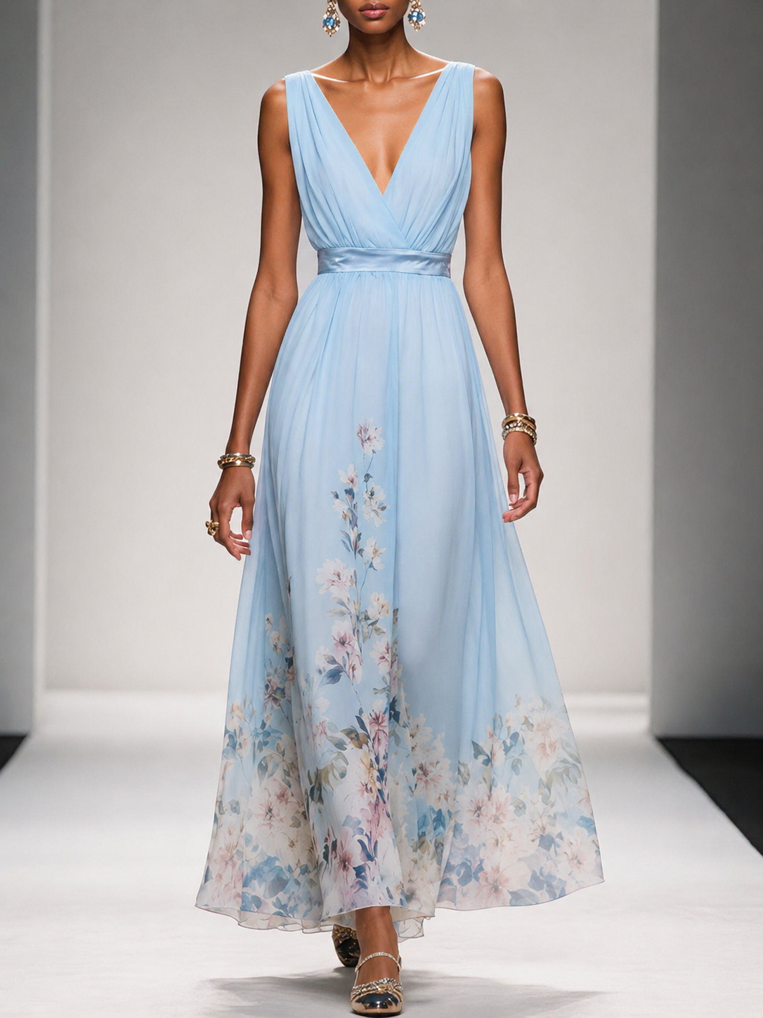 Mika Floral Border Maxi Dress