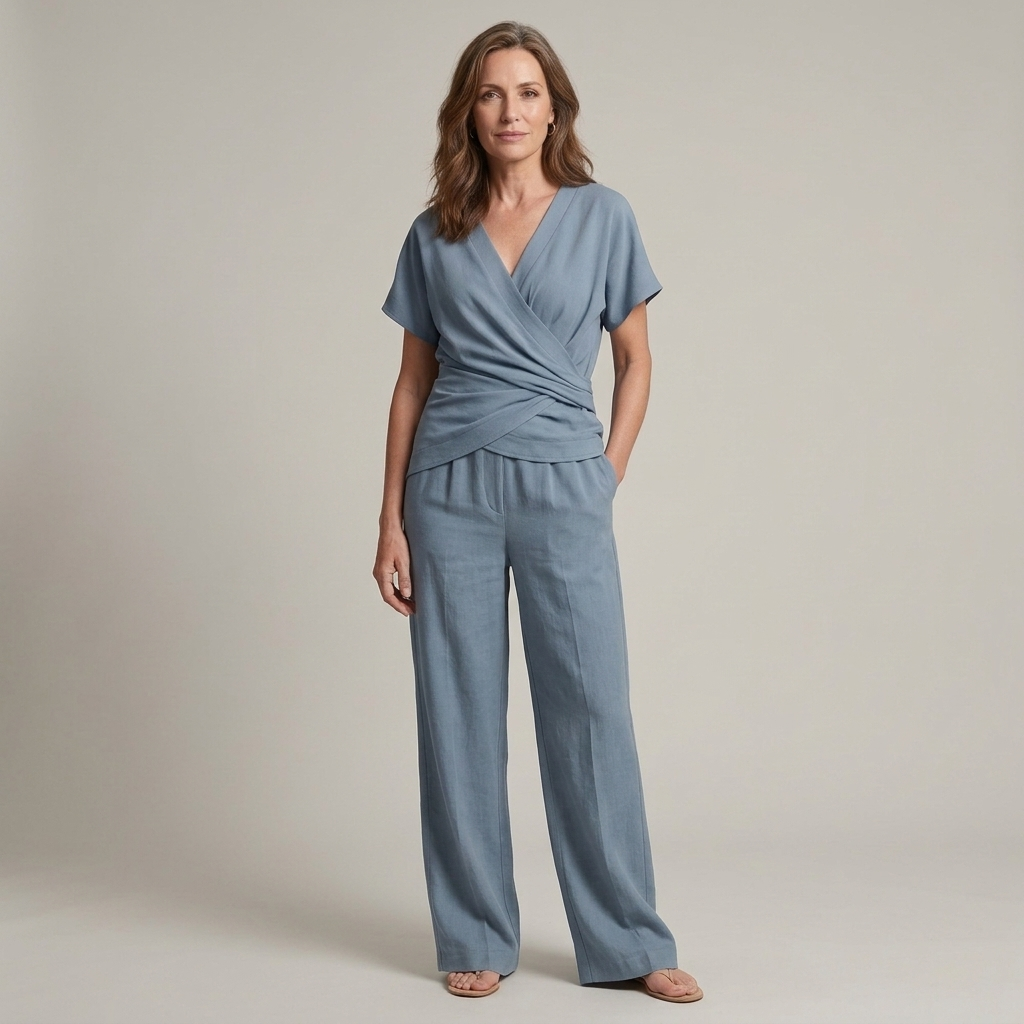 Colleen Wrap-Front Two-Piece Set