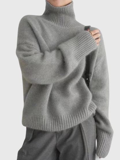 Oversized High-Collar Knit Sweater
