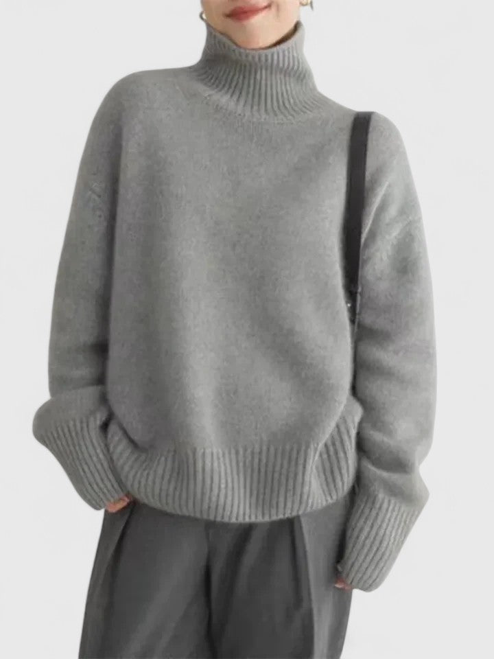 Oversized High-Collar Knit Sweater