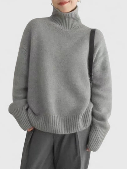 Oversized High-Collar Knit Sweater