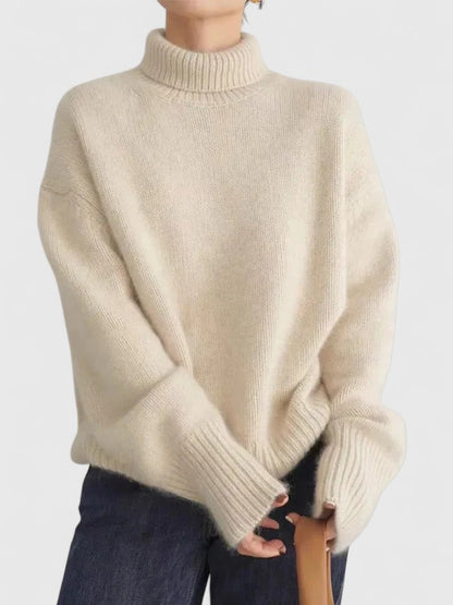 Oversized High-Collar Knit Sweater