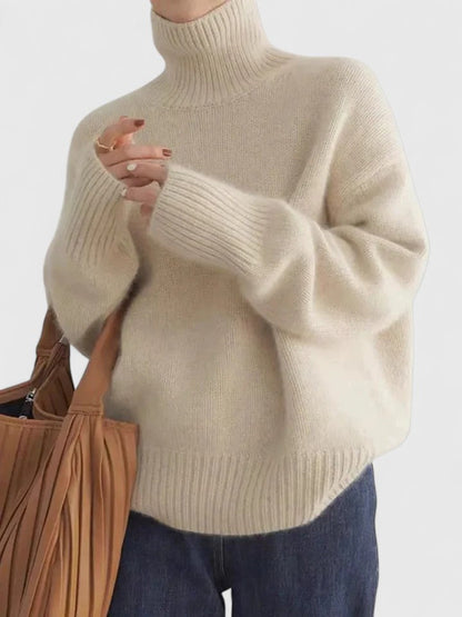 Oversized High-Collar Knit Sweater