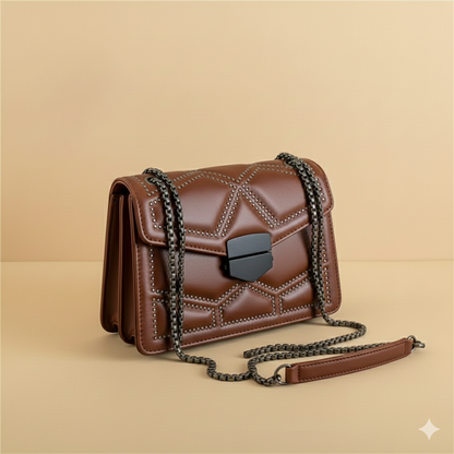 Studded Chain PU Leather Crossbody Bag