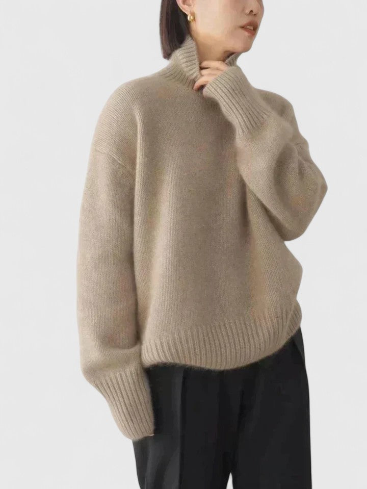 Oversized High-Collar Knit Sweater