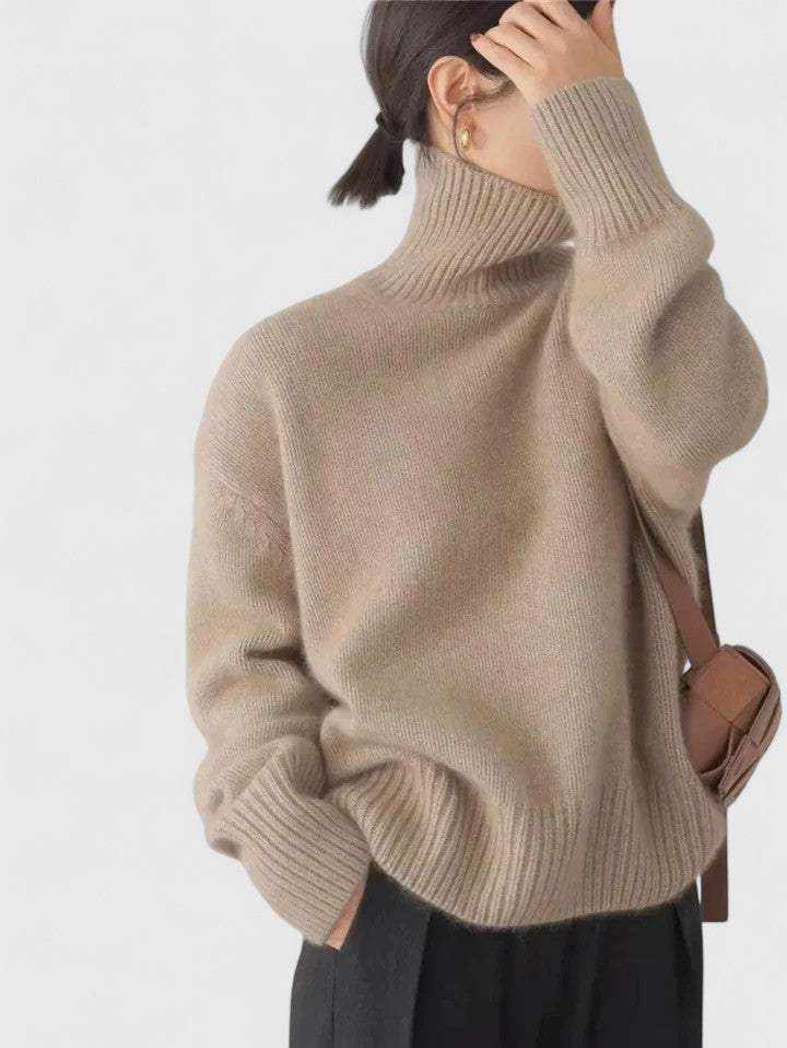 Oversized High-Collar Knit Sweater