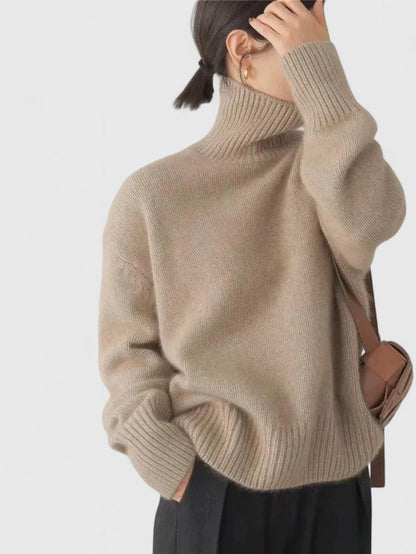Oversized High-Collar Knit Sweater