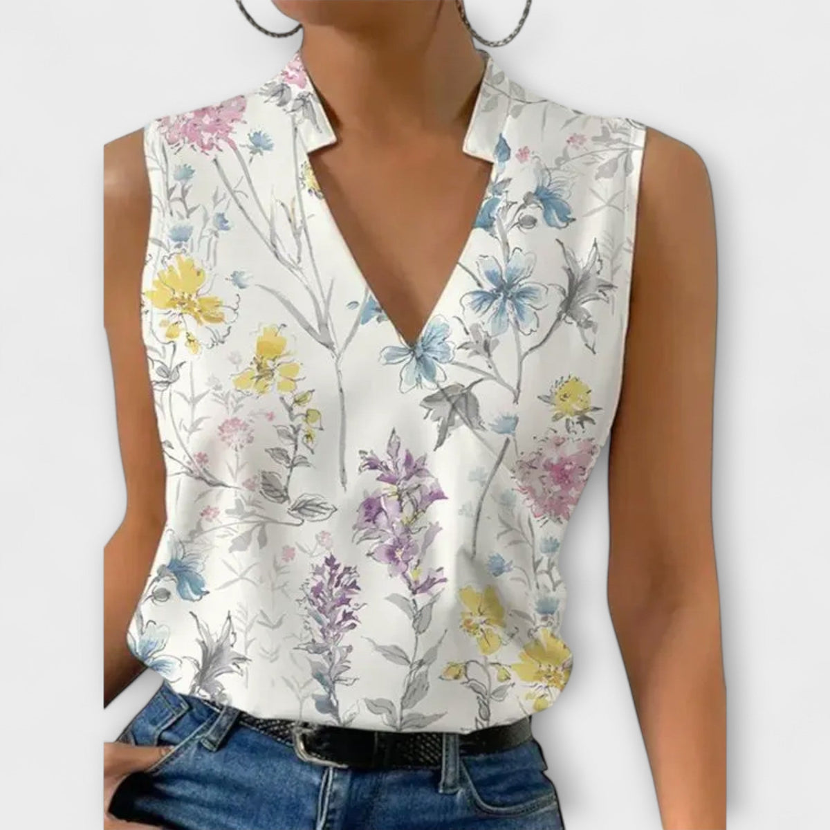 Loretta Wrap-Front Sleeveless Top