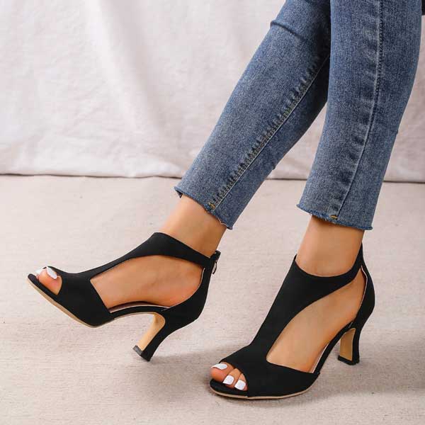 Aurelia Cut-Out Block Heel Sandals