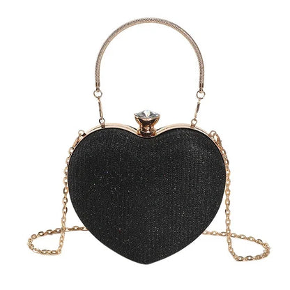 Heart-Shaped Metallic Evening Purse