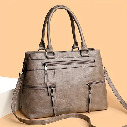 Elanora Triple-Zip Leather Tote