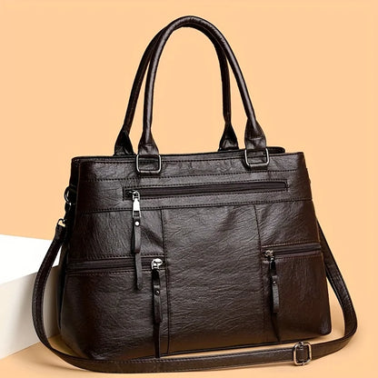 Elanora Triple-Zip Leather Tote