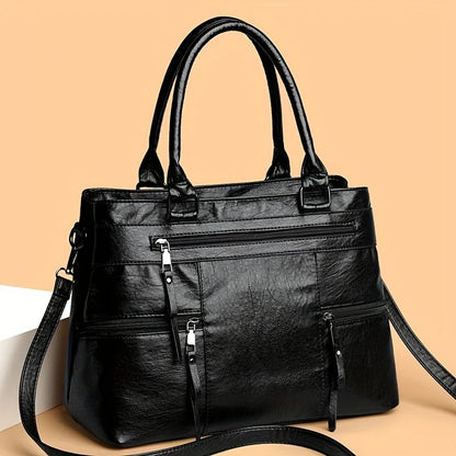 Elanora Triple-Zip Leather Tote