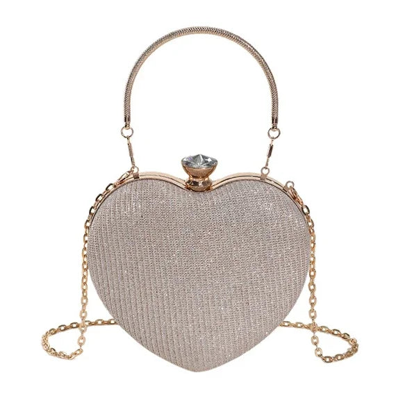 Heart-Shaped Metallic Evening Purse