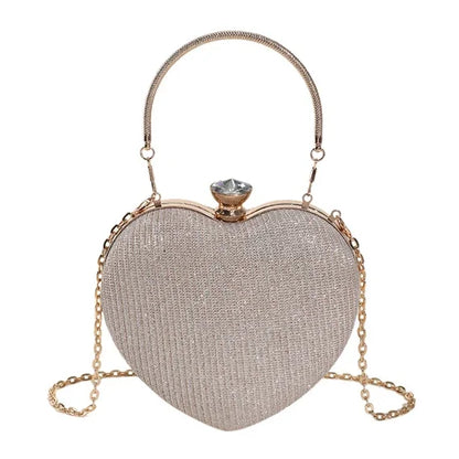 Heart-Shaped Metallic Evening Purse