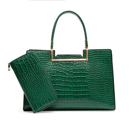 Leather Tote Bag & Wallet Set