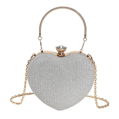 Heart-Shaped Metallic Evening Purse