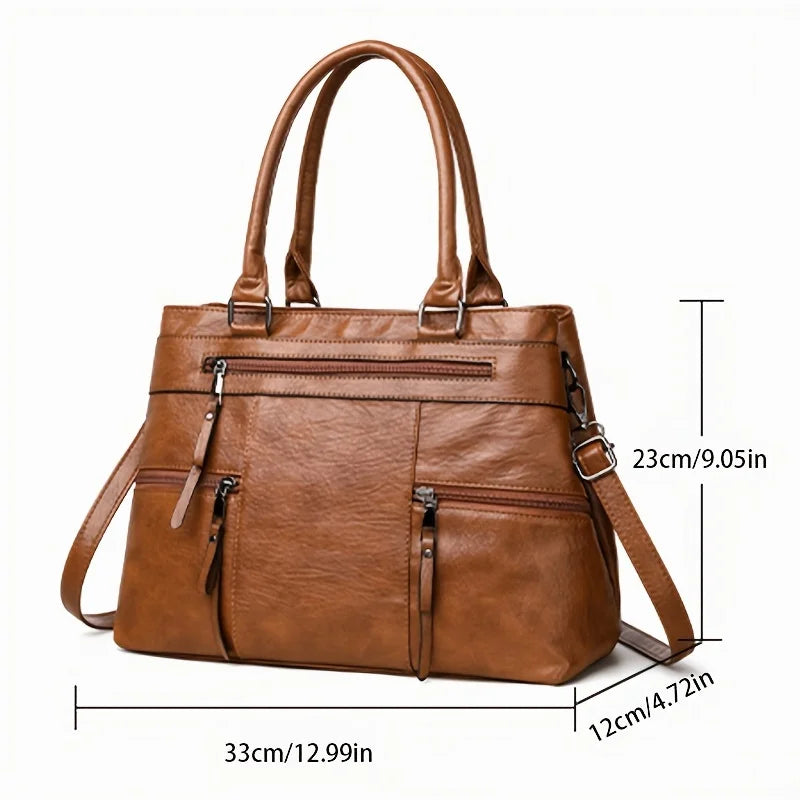 Elanora Triple-Zip Leather Tote