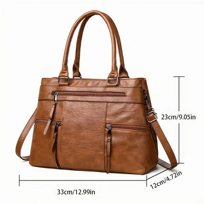 Elanora Triple-Zip Leather Tote