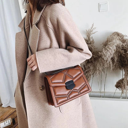 Studded Chain PU Leather Crossbody Bag