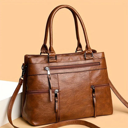 Elanora Triple-Zip Leather Tote