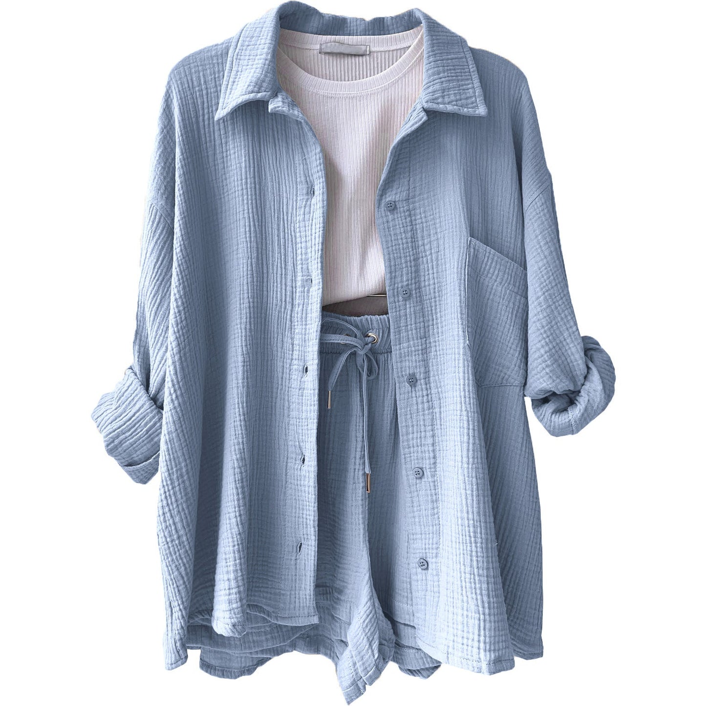 Suzy Notched-Collar Blouse & Shorts Set