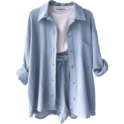Suzy Notched-Collar Blouse & Shorts Set