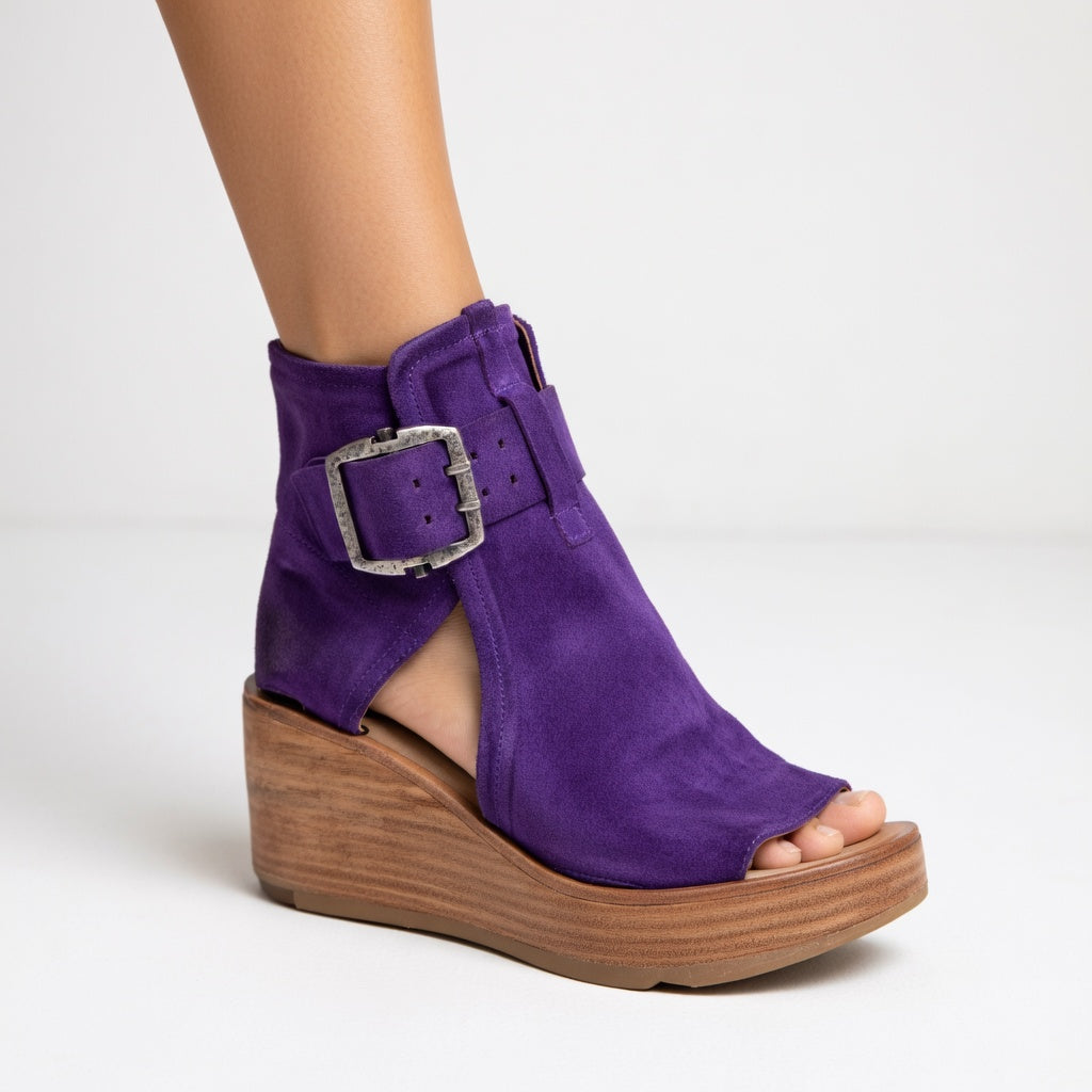 Celeste Buckle Wedge Boots