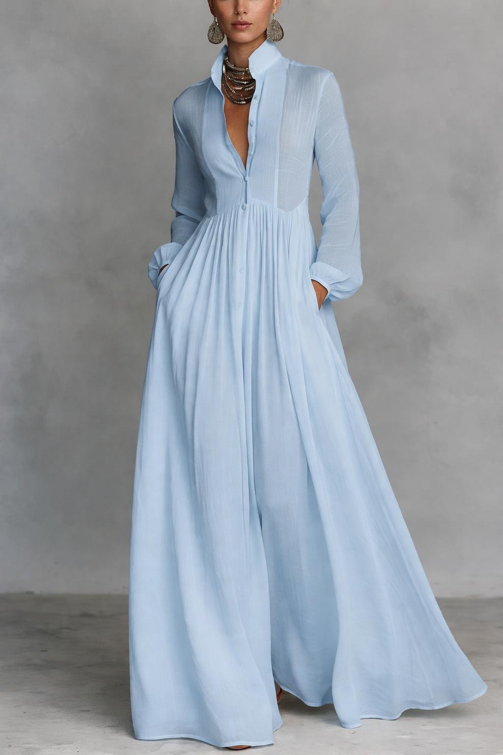 Button-Front Maxi Dress