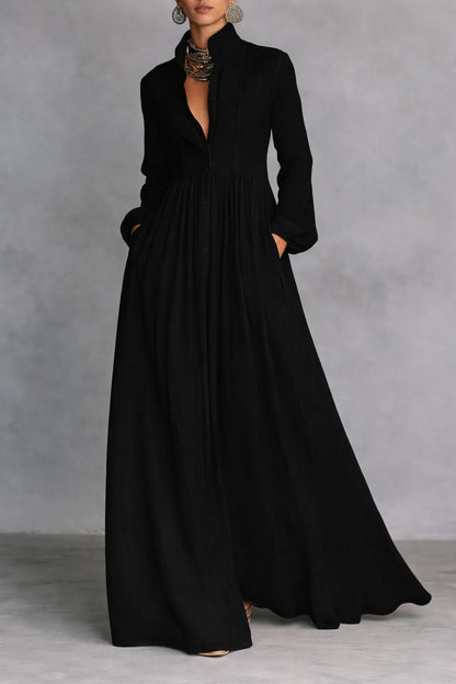 Button-Front Maxi Dress