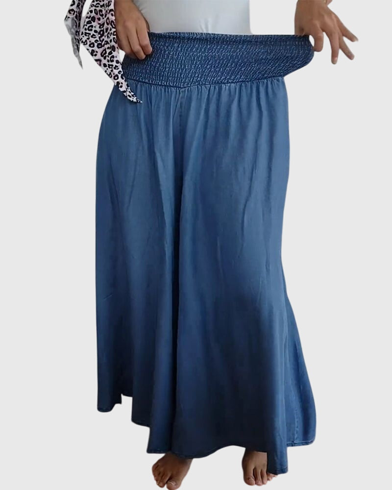 Isabella Smocked Wide-Leg Trousers