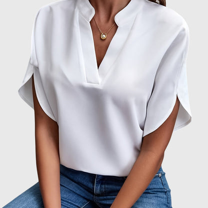 Kristie V-Notch Flutter Sleeve Blouse