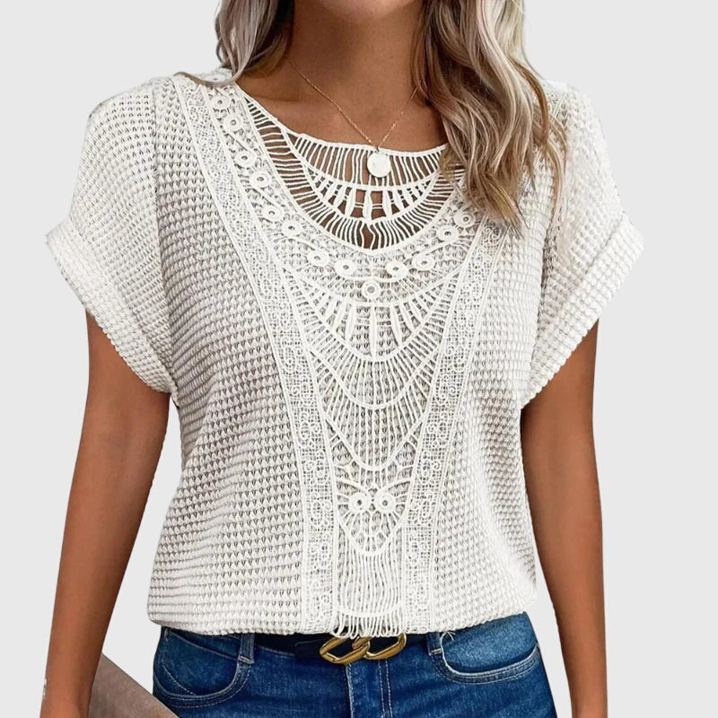 Pearl Crochet Lace Boho Top