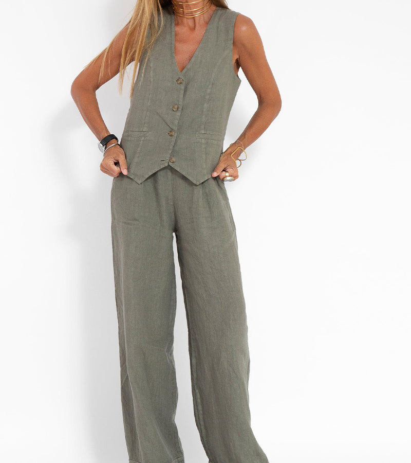 Aira Vest & Wide-Leg Trousers Set