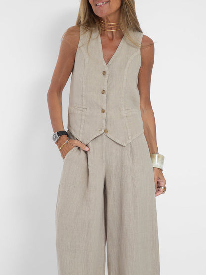 Aira Vest & Wide-Leg Trousers Set