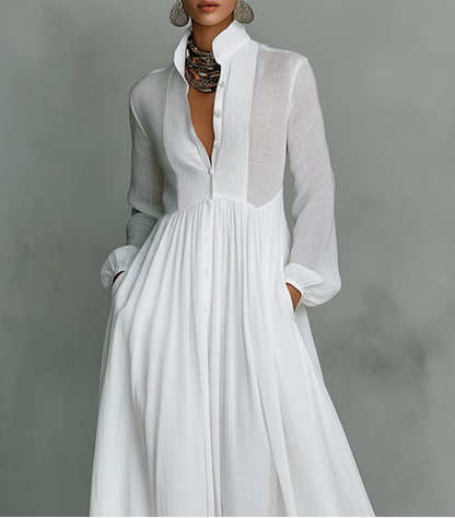 Button-Front Maxi Dress