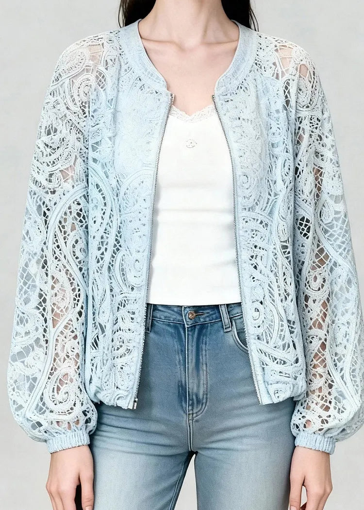 Laceva Zip-Up Lace Jacket