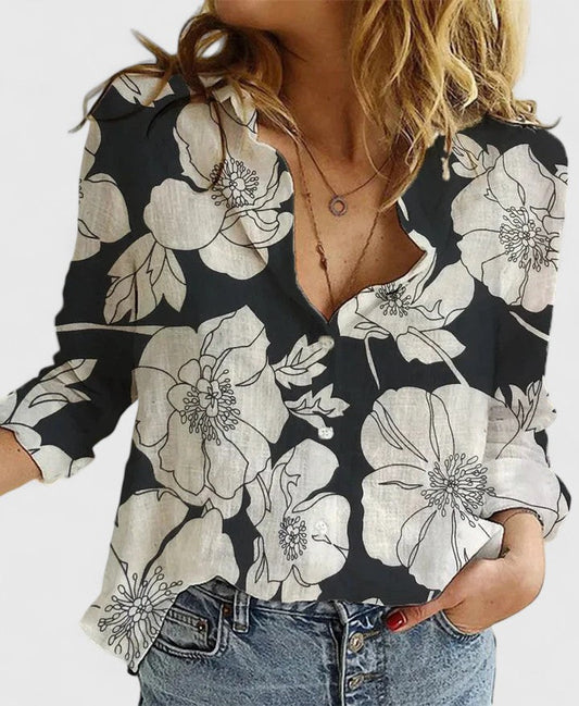 Elena Cotton-Linen Button-Down Shirt