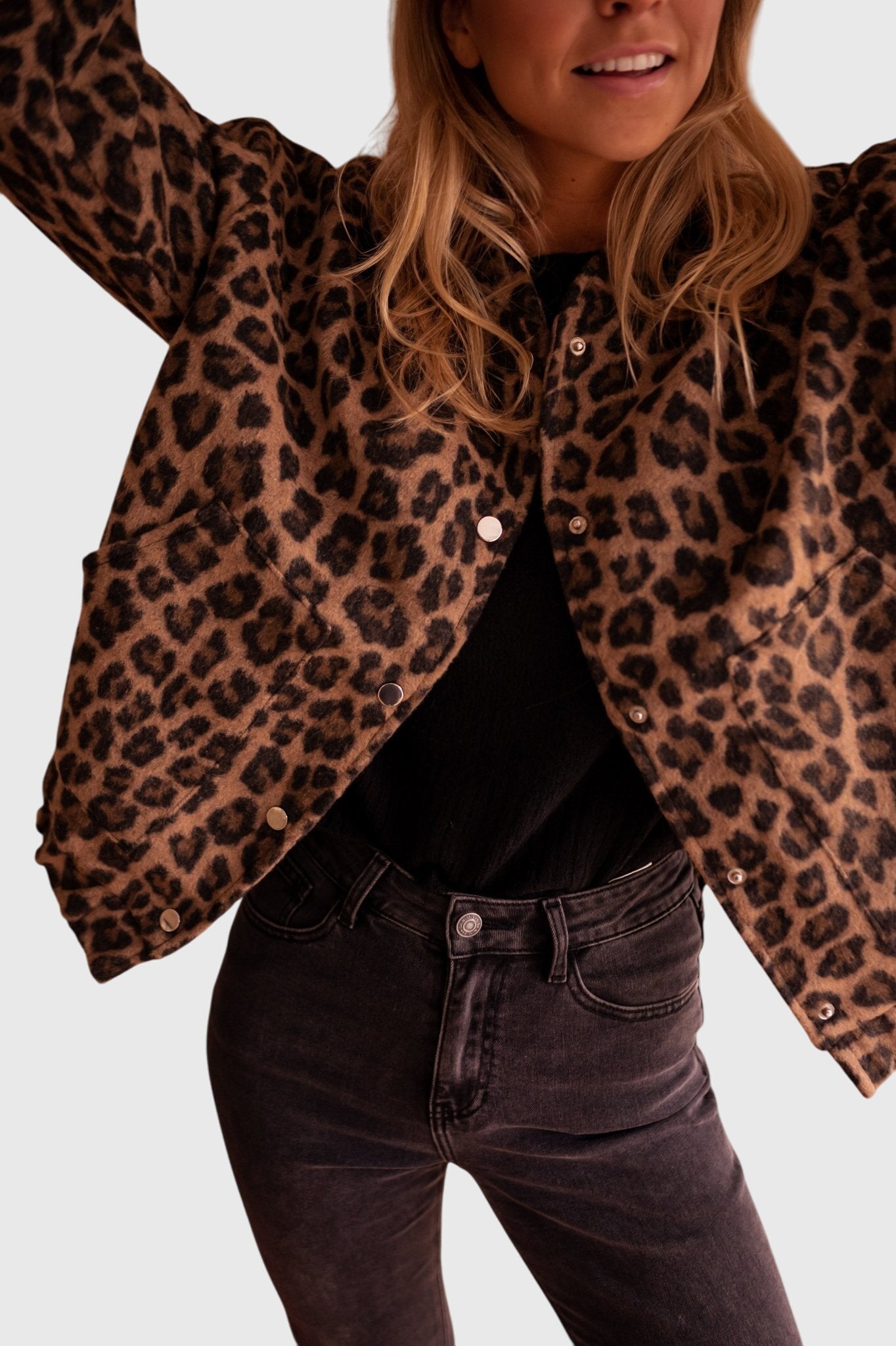 Elodie Leopard-Print Statement Jacket