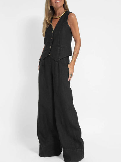 Aira Vest & Wide-Leg Trousers Set