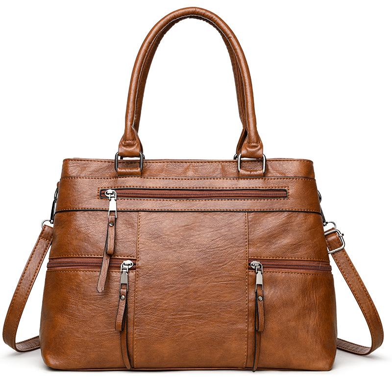Elanora Triple-Zip Leather Tote
