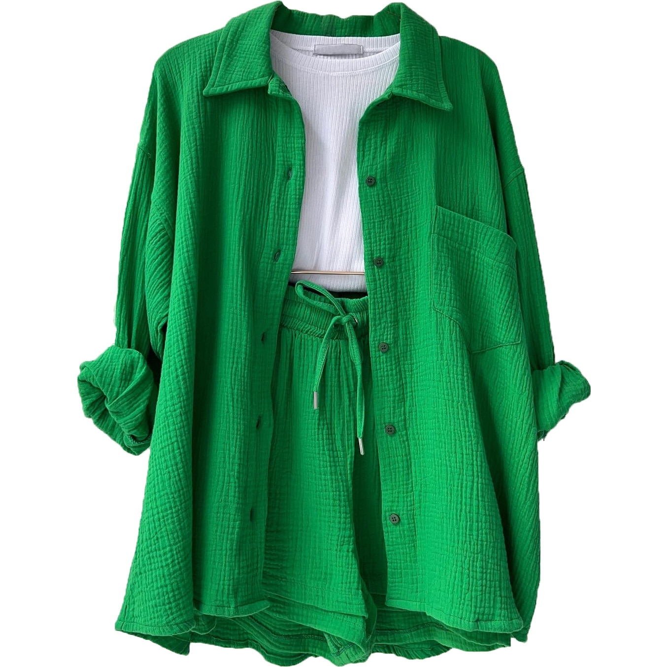 Suzy Notched-Collar Blouse & Shorts Set